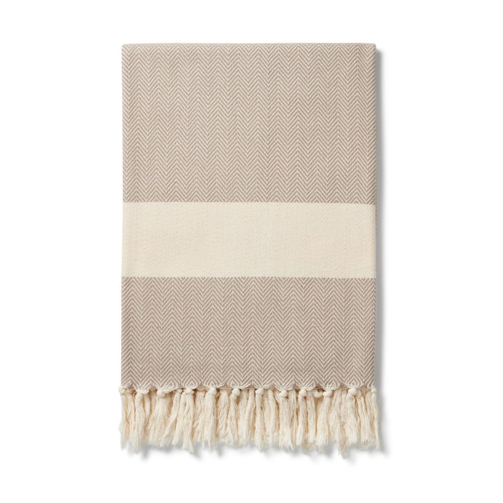Ferah Herringbone - Organic Cotton Blankets - Oyster - Ferah