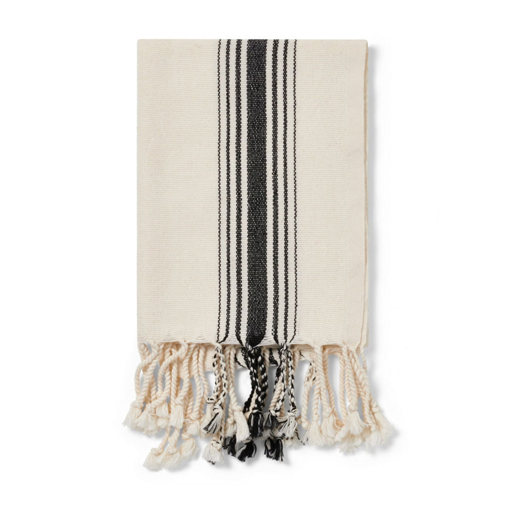 Bergama - Cotton Hand Hair Tea Towel & Napkin - Black & Salt - Black & Salt - Peshtemal
