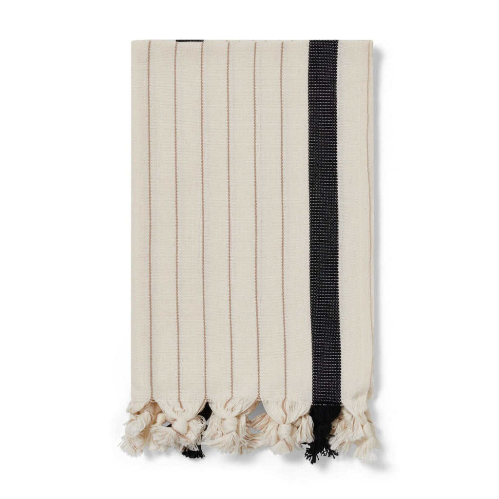 Capella - Cotton Hand Hair Tea Towel & Napkin - Black & Salt - Black & Salt - Peshtemal