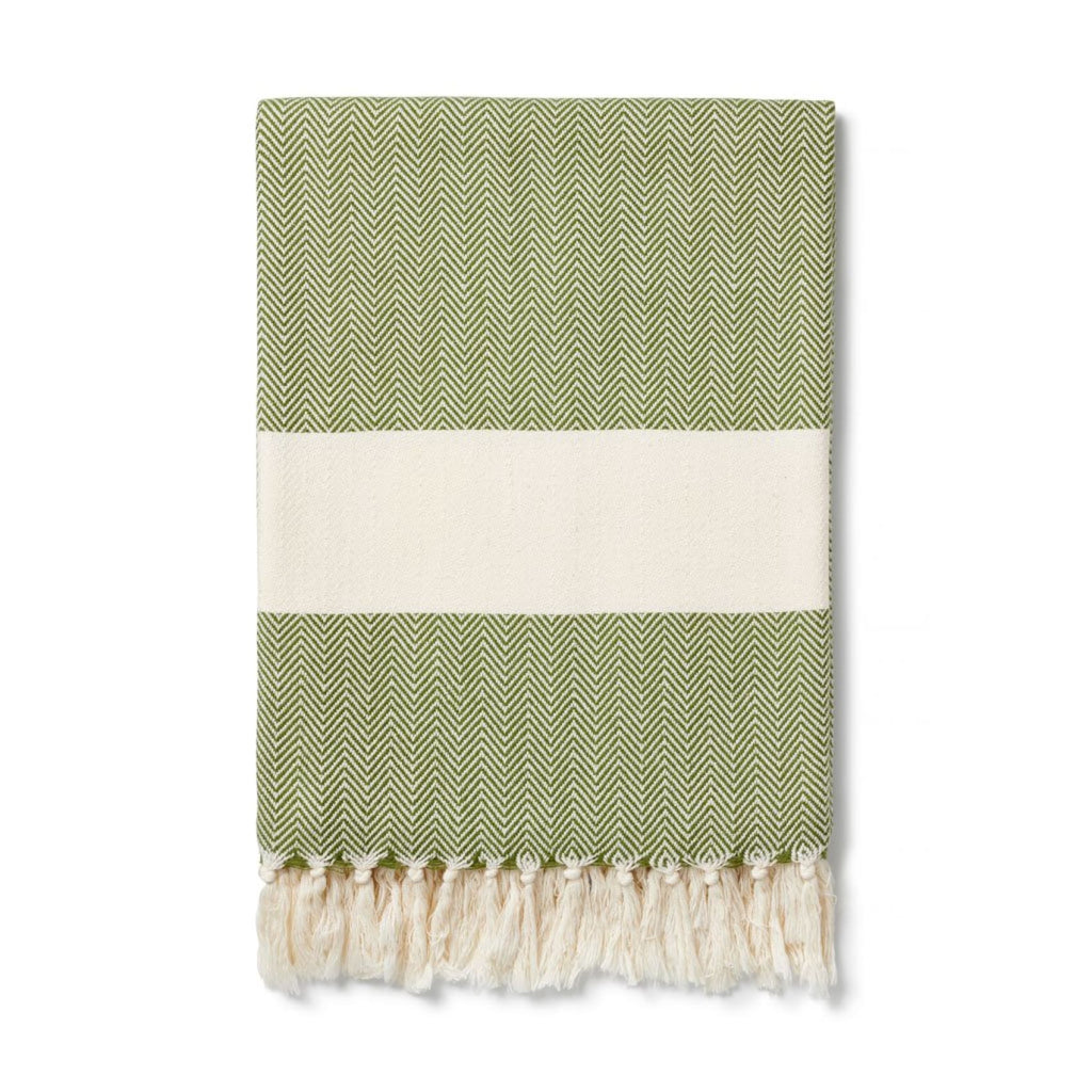 Ferah Herringbone - Organic Cotton Blankets - Moss - Ferah