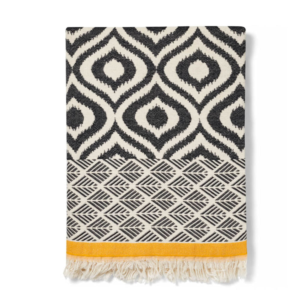 Karina - Geometric Jacquard Weave Cotton Throw - Blankets