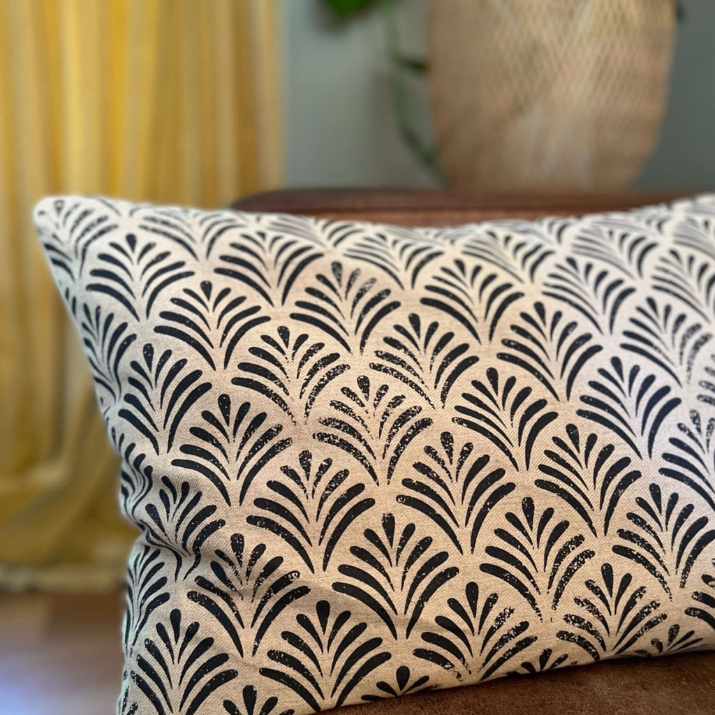 Rumer Hand Block Print Linen Cushion - Cushion